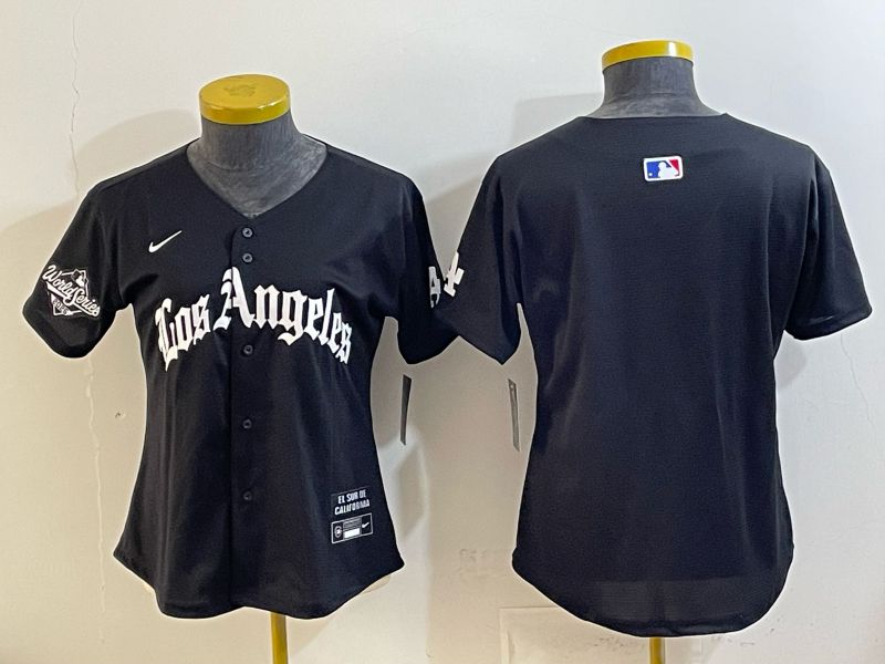 Women 2026 Los Angeles Dodgers Blank Black Game Nike MLB Jersey style 003->women mlb jersey->Women Jersey